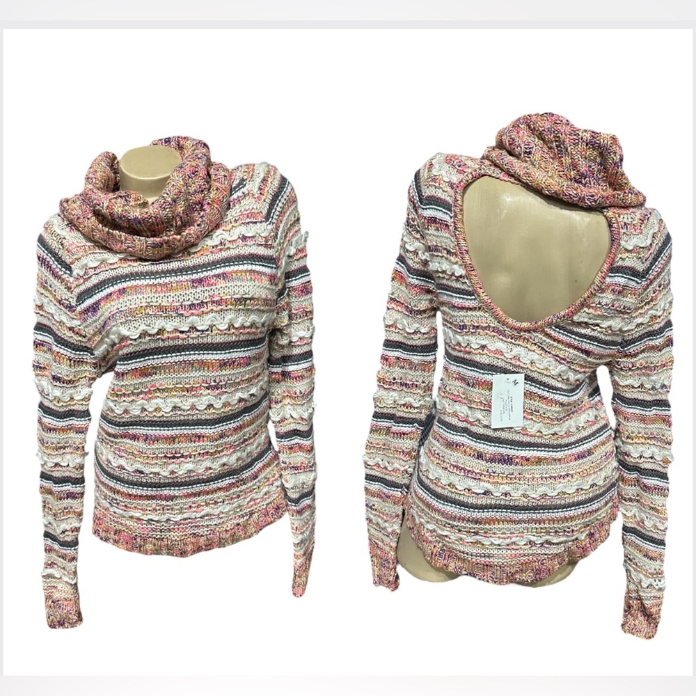 Chaser Cowl Neck Open Back Sweater Medium NEW NWT Pullover
